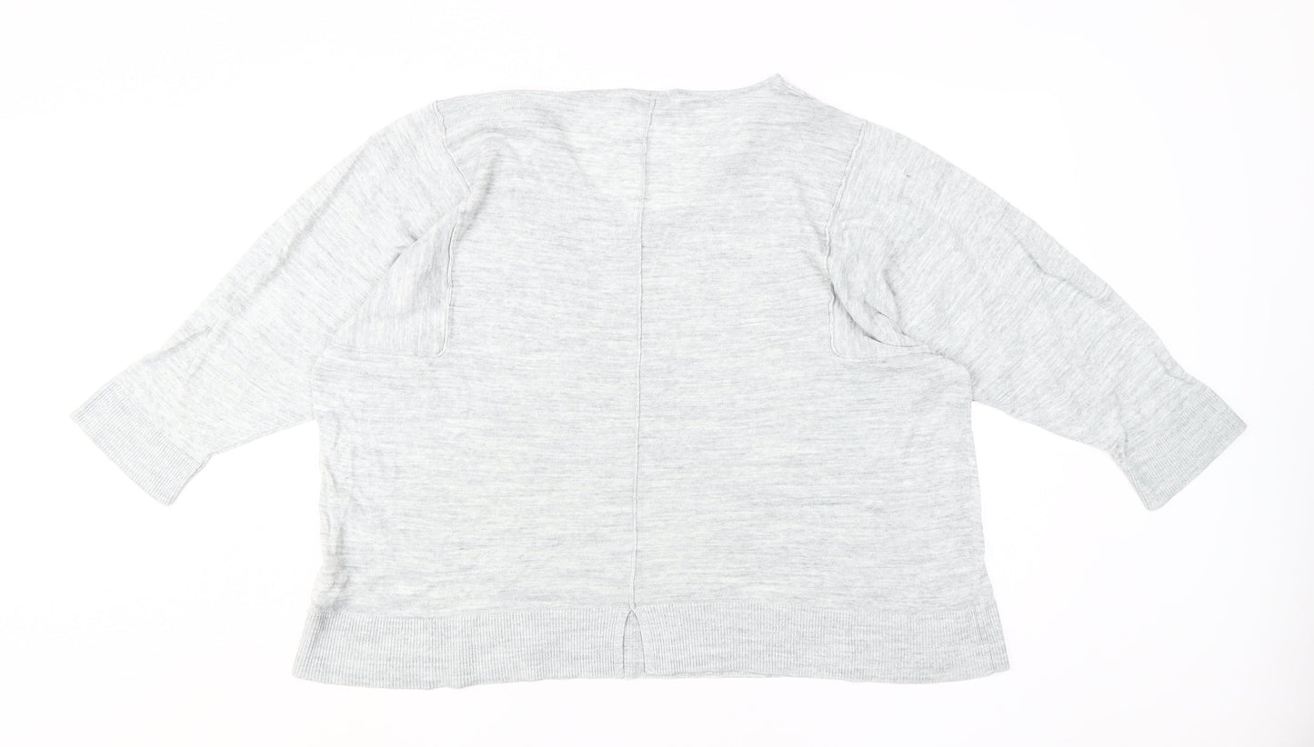 Marks and Spencer Women's Grey V-Neck Jumper Size 22