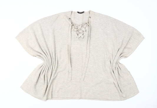 Stradivarius Women's Beige Cape Jumper, Size M, Knit