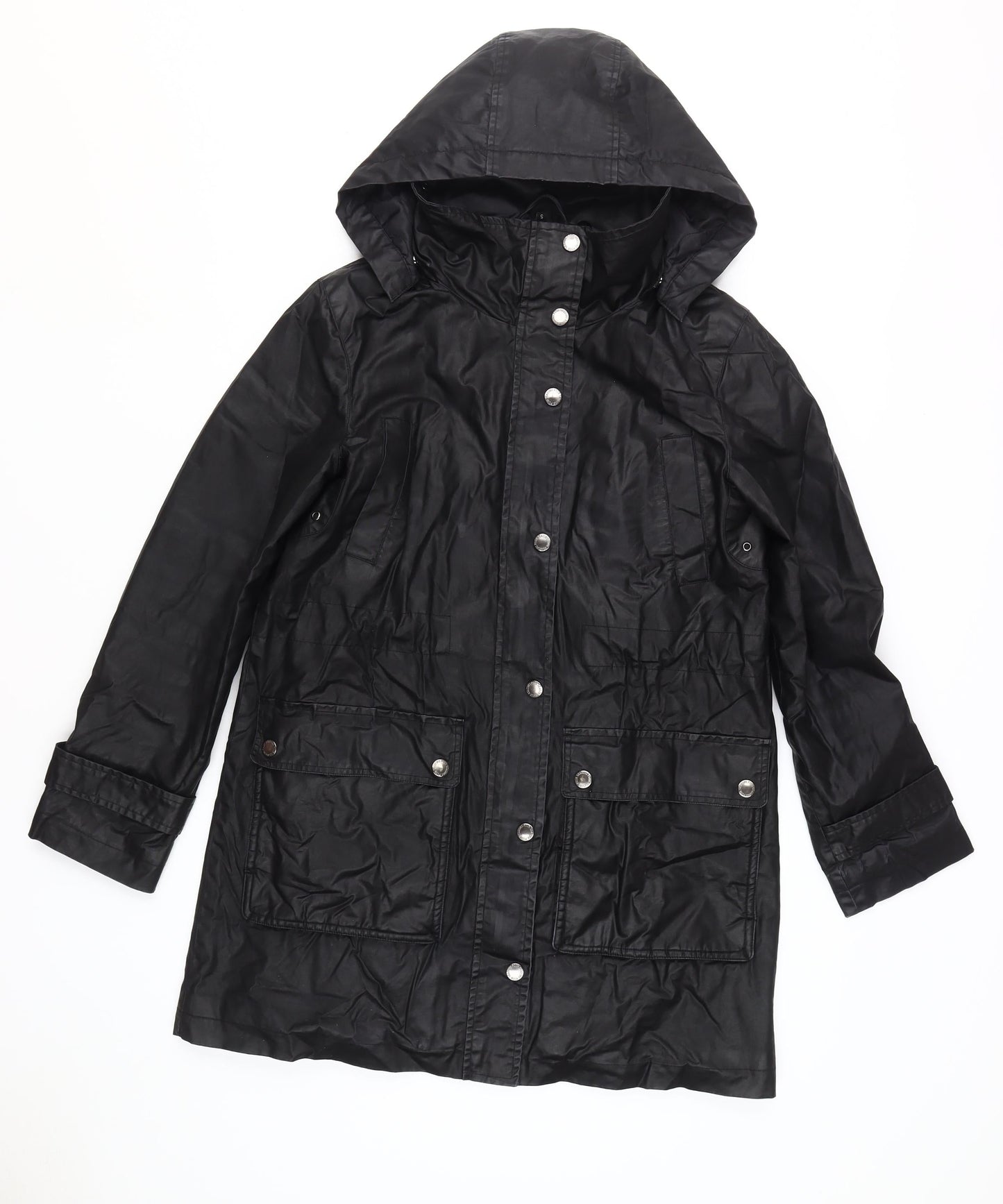 Four Seasons London Men's Black Hooded Rain Coat S