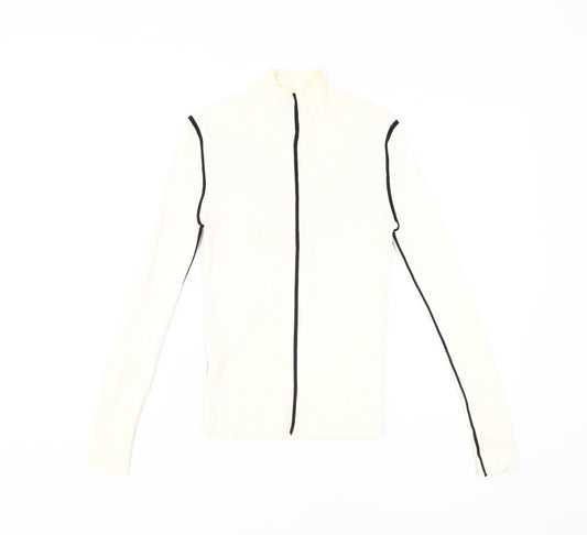 Zara Women's White Slim Mock Neck Sweater - Size S
