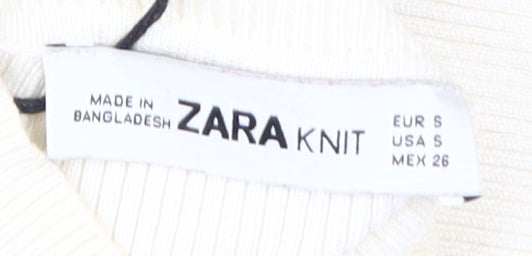 Zara Women's White Slim Mock Neck Sweater - Size S
