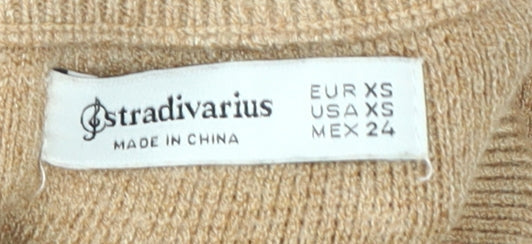 Stradivarius Beige Mock Neck Pullover XS Women