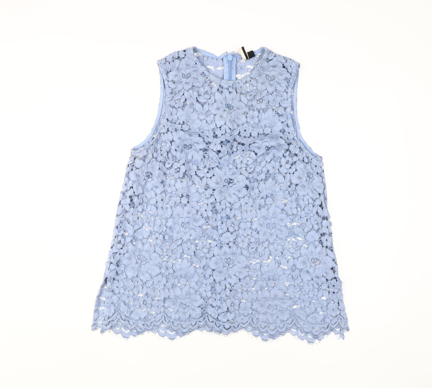Topshop Women's Blue Floral Lace Camisole Blouse - Size 14
