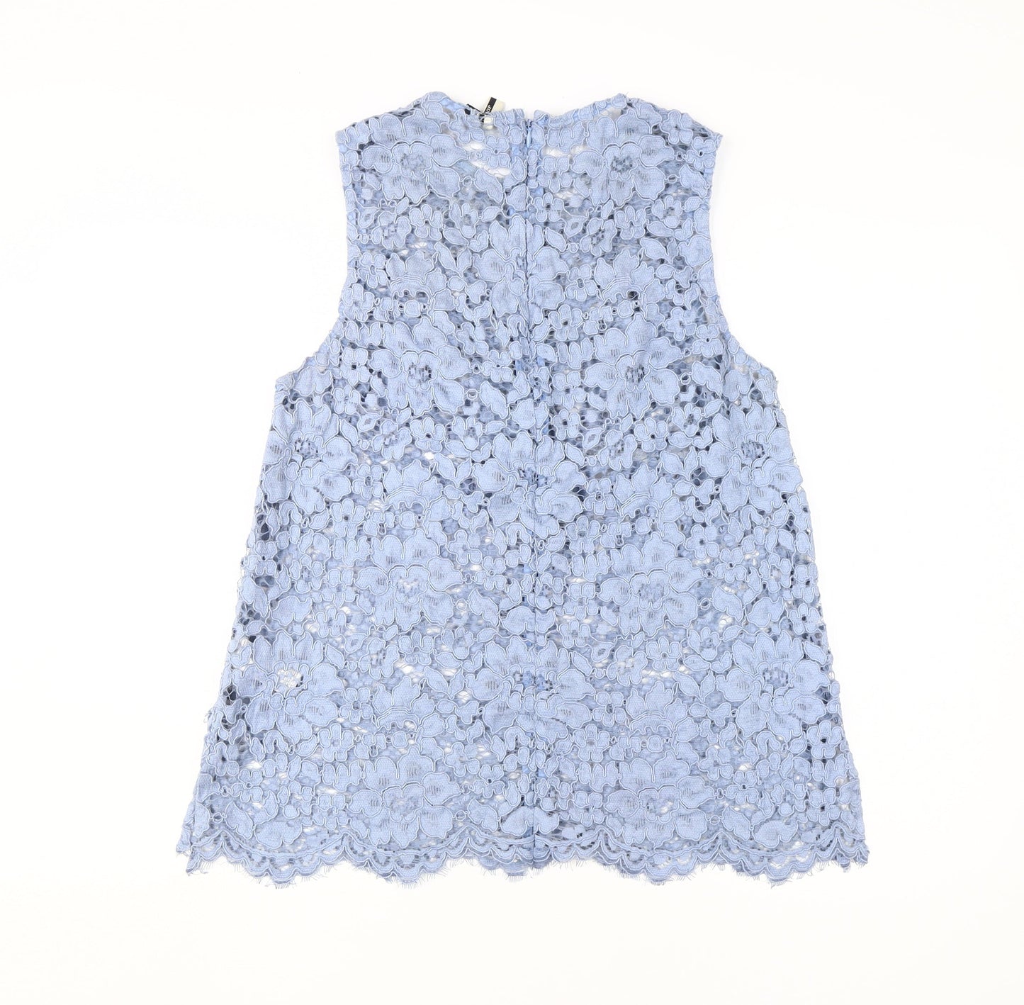 Topshop Women's Blue Floral Lace Camisole Blouse - Size 14