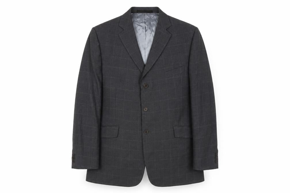 Marks & Spencer Men's Grey Check Wool Blazer 46R