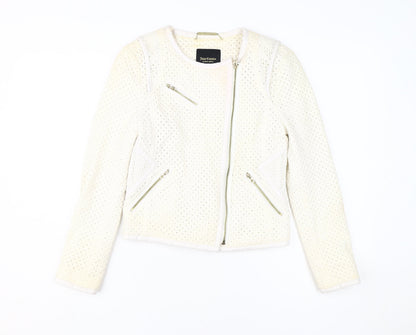 Additional front view of Juicy Couture Women's White XS Cotton Moto Jacket