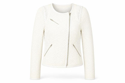 Front view of Juicy Couture Women's White XS Cotton Moto Jacket