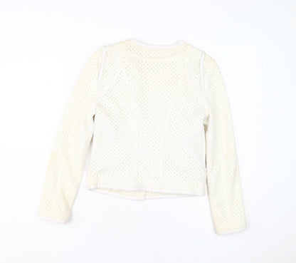 Back view of Juicy Couture Women's White XS Cotton Moto Jacket