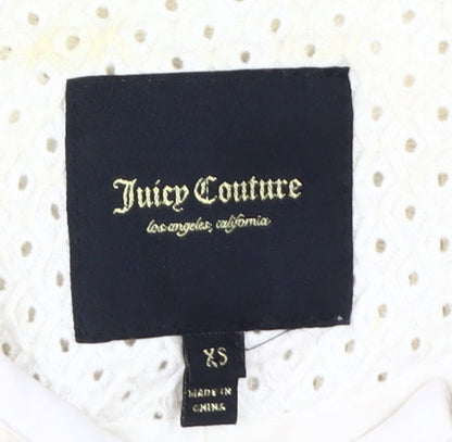 Close-up detail of Juicy Couture Women's White XS Cotton Moto Jacket