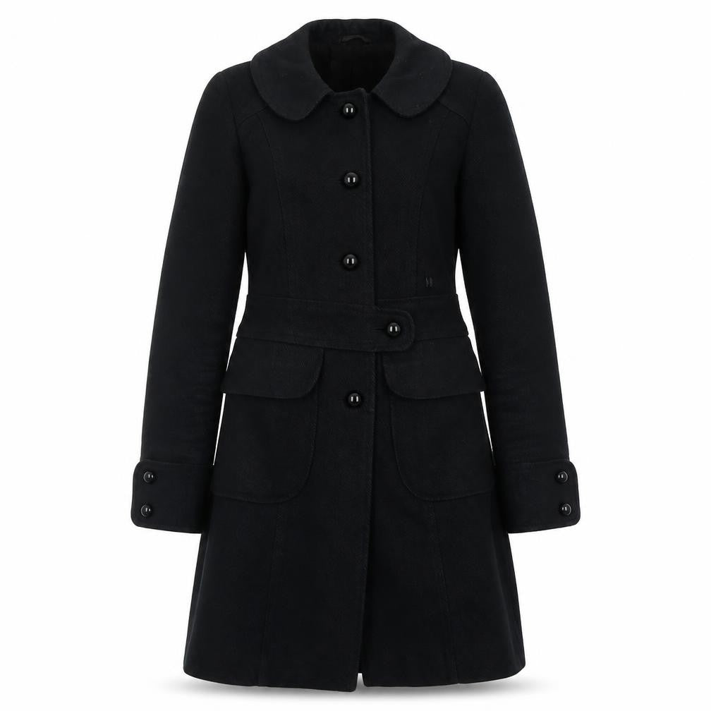 Topshop Women's Black Overcoat Size 8 Button Style