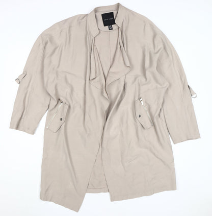 New Look Women's Beige Mid-Length Coat Size 10