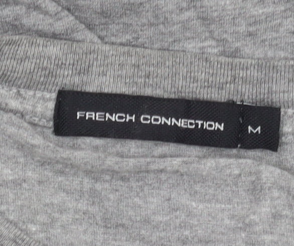 Brand and care label for French Connection Men's Grey Sports Graphic T-Shirt, size M