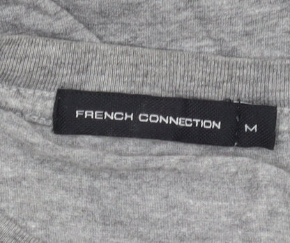 Brand and care label for French Connection Men's Grey Sports Graphic T-Shirt, size M