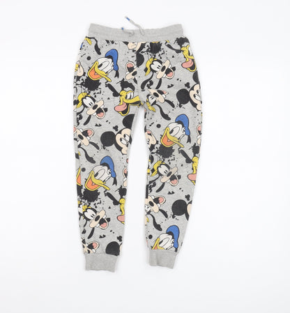 Disney Girls Grey Jogger Trousers Size 6-7 Cartoon Characters