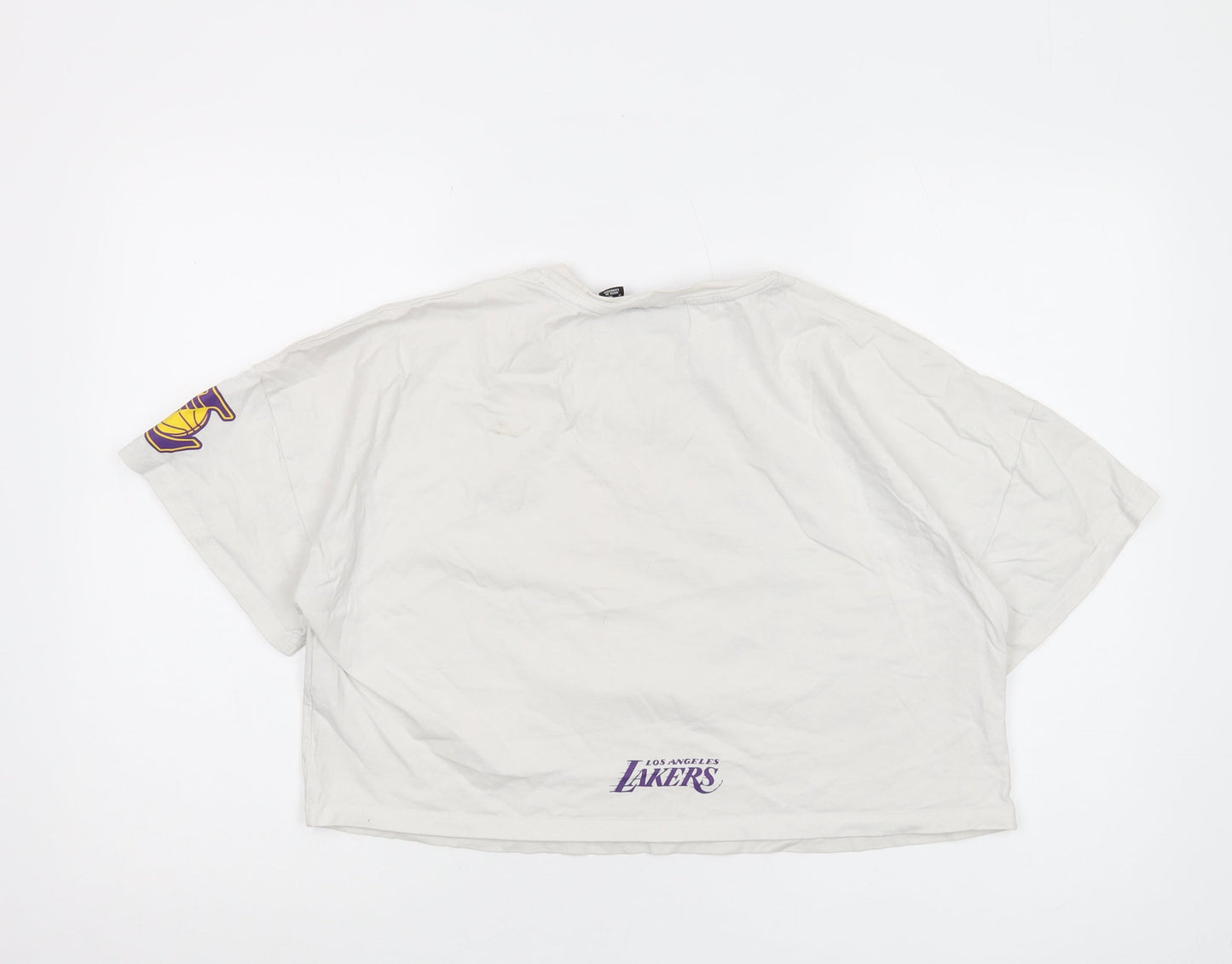 NBA Women's White Cropped T-Shirt - Size 14