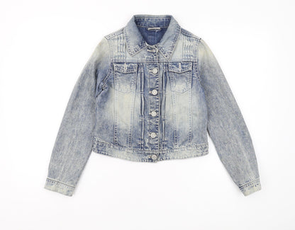 Additional front view of Next girls’ blue denim jacket 11 years