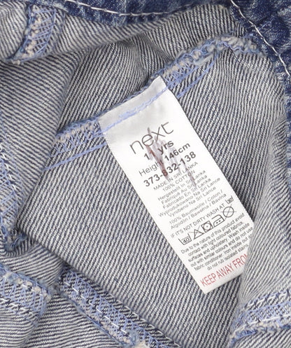 Close-up detail of Next girls’ blue denim jacket 11 years