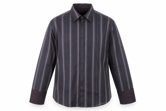 Marks & Spencer Men's Black Striped Long Sleeve Shirt 2XL