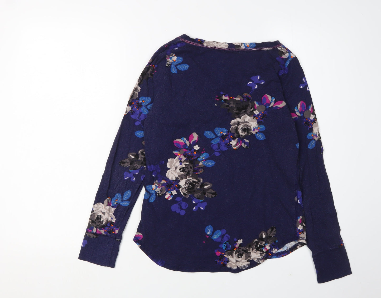 Joules Women's Floral Blue T-Shirt Size 6 Long Sleeve
