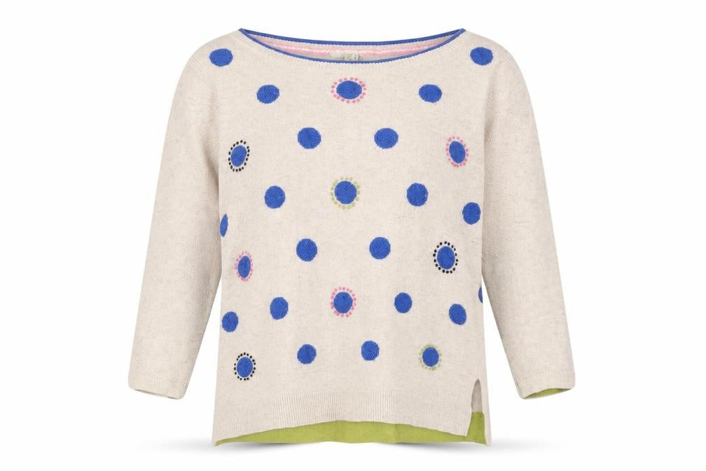 White Stuff Women's Beige Polka Dot Pullover Jumper, Size 8