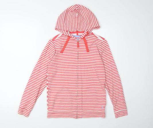 Joules Women's Red Hooded Full Zip Striped Hoodie