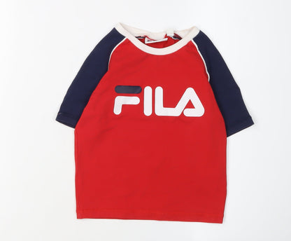 Additional front view of Fila boys’ red graphic print t-shirt, size 4, years