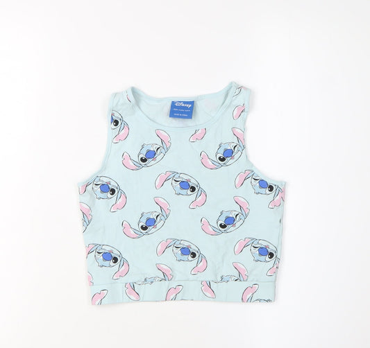 Disney Girls Blue Stitch Cropped Tank Top - 11-12 Years