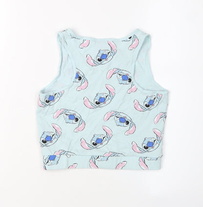 Back view of Disney girls’ blue stitch cropped tank top - 11-12 years
