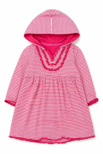 Blue Zoo Girls Striped Pink Hooded Dress, 3-4 Years
