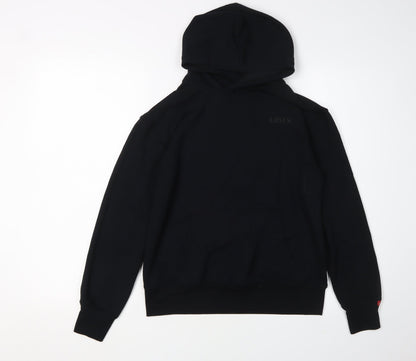 Additional front view of Levi's boys’ black pullover hoodie, size 12, logo design