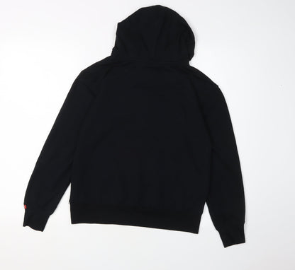 Back view of Levi's boys’ black pullover hoodie, size 12, logo design