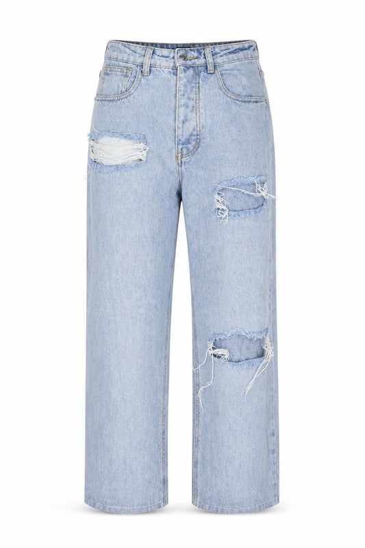PrettyLittleThing Women's Blue Distressed Boyfriend Jeans