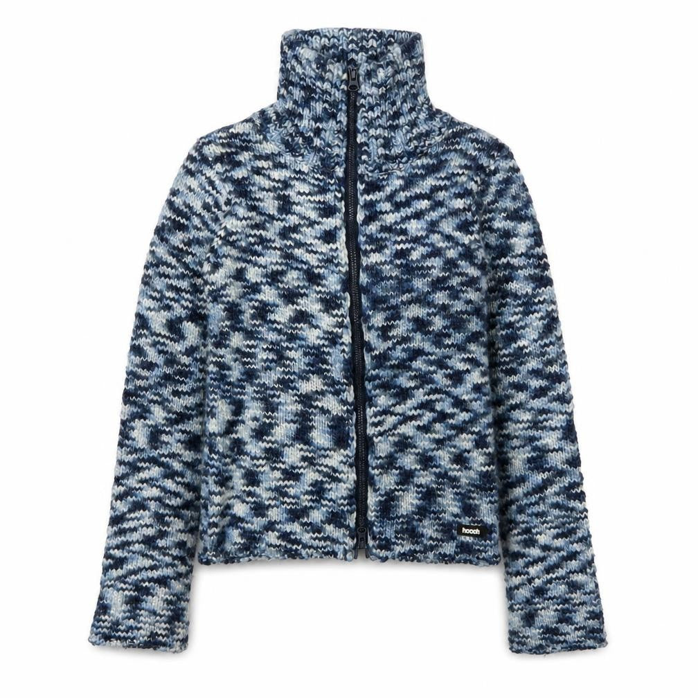 Hooch Women’s Blue Geometric Full Zip Knit Jumper