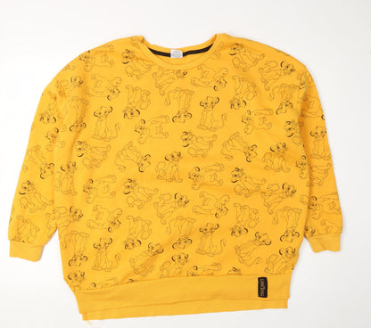 Preloved Disney Women's Yellow Animal Print Pullover Sweatshirt L - Front