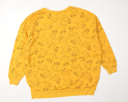 Preloved Disney Women's Yellow Animal Print Pullover Sweatshirt L - Back