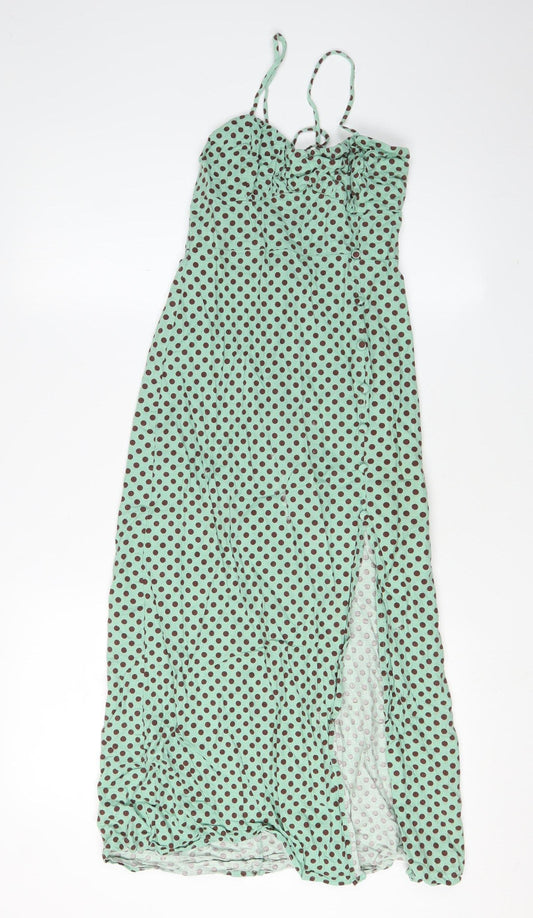 Zara Women’s XS Green Polka Dot Long Slip Dress