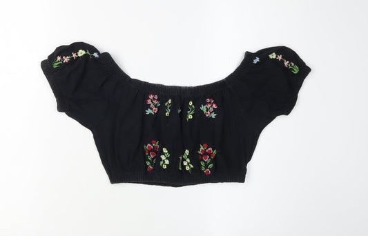 Pins and Needles Women's Black Cropped Blouse, M