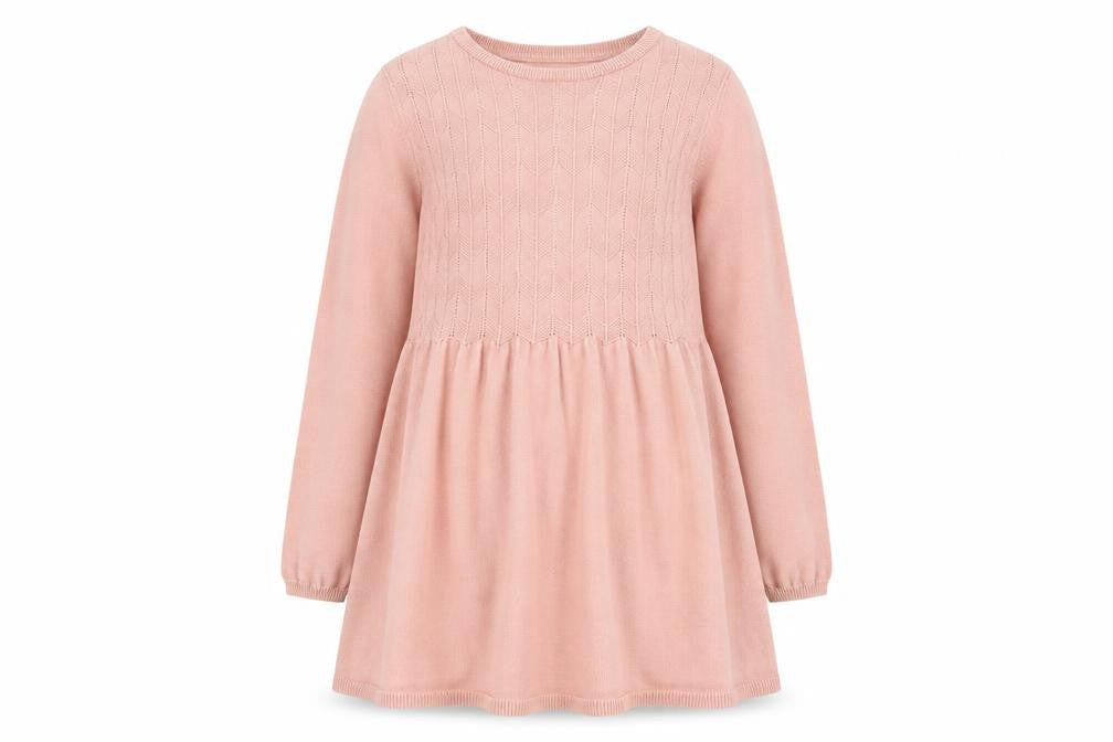H&M Girls Pink Long Sleeve Knit Dress 9-10 Years