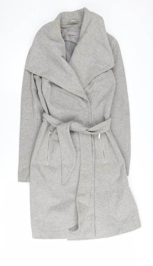 Vero Moda Grey Belted Overcoat Women M Casual