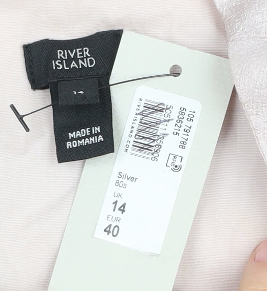River Island Women's Silver 80s Blouse Size 14 New