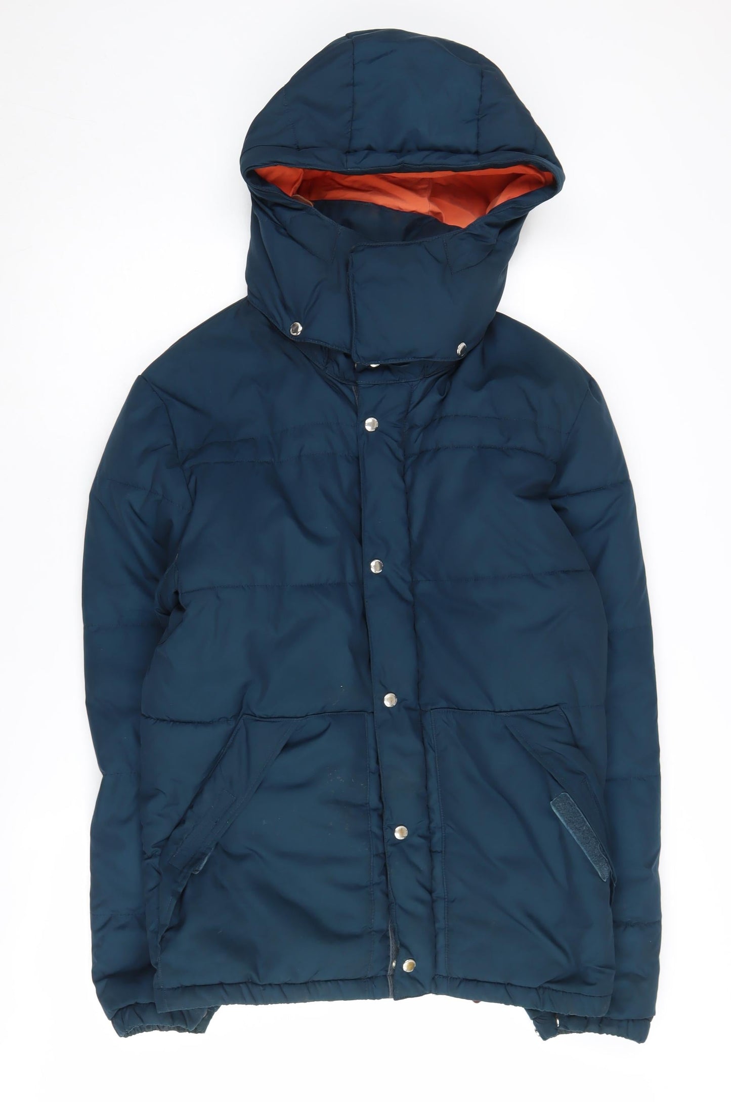 H&M Women's Blue Puffer Jacket M Hooded Casual