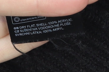 H&M Black Women's Pullover Jumper, Size M, Ruffled Accent