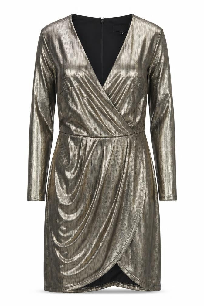 New Look Women's Gold Wrap Dress Size 8