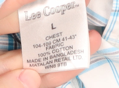 Lee Cooper Men's Blue Check Casual Shirt, Size L