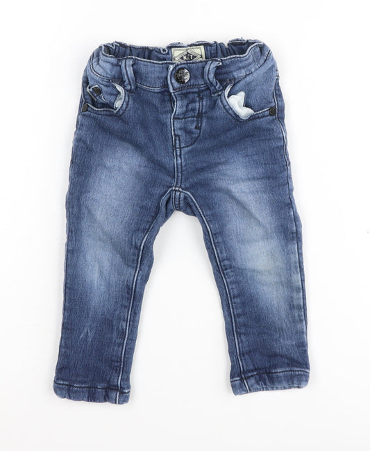 Next Unisex Blue Denim Jogger Jeans, 9-12 Months, Casual Style