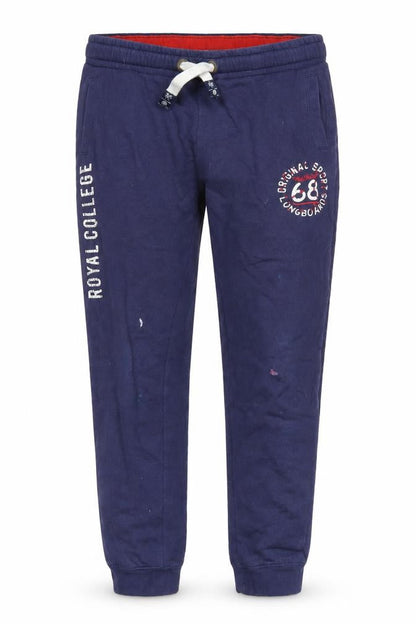 Front view of TBOE boys’' blue jogger trousers xl size