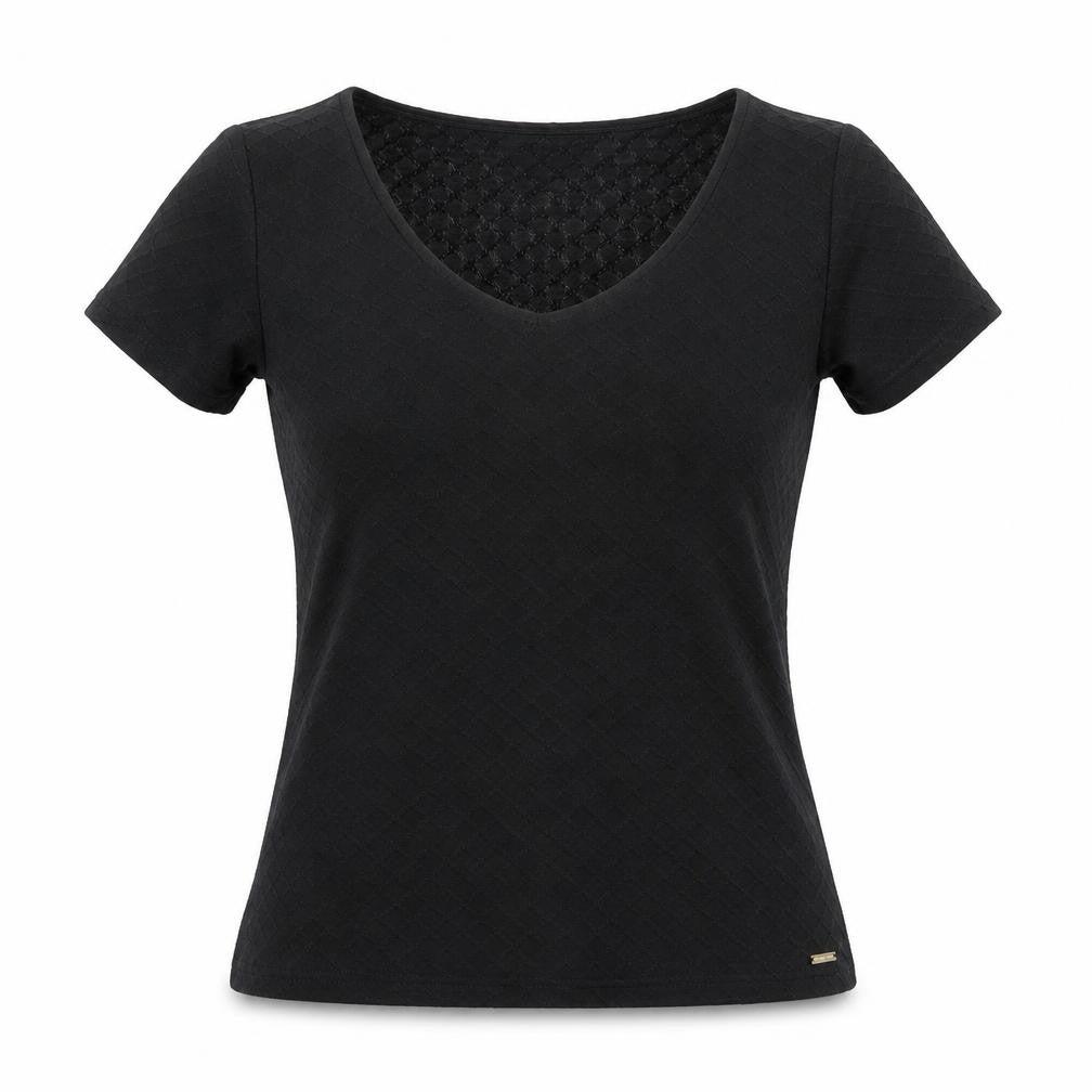 Jacques Vert Women's Black Short Sleeve V-Neck Top