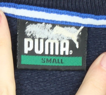 Brand and care label for Puma Men's Blue Small Pullover Sweatshirt