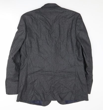Back view of Jaeger Men's Grey Wool Blazer 42 Regular Fit
