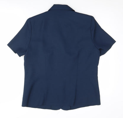 Back view of Honor Millburn Women's Blue Button-Up Blouse, size 14, Polyester